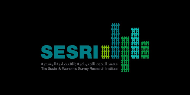 Logo des Social & Economic Survey Research Institute (SESRI) auf einem weißen Hintergrund, das Text und Silhouetten von Menschen enthält.