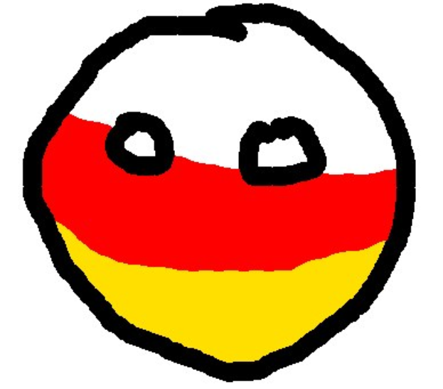 Ein Smiley mit den Farben der deutschen Flagge - rot, gelb und weiß - auf einem weißen Hintergrund.