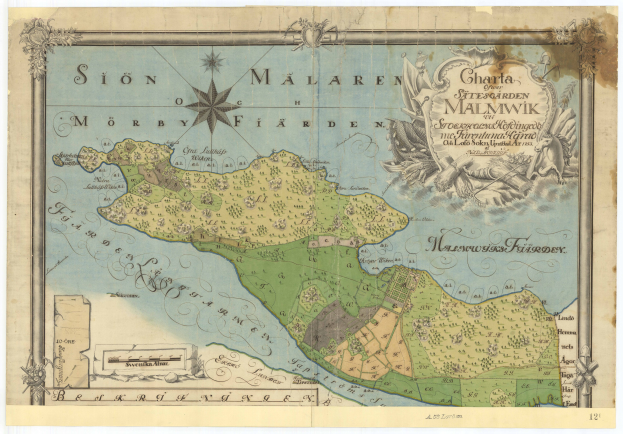 Alte Karte von Malawi mit Flüssen, Bergen und Städten, mit einem zentralen Kompass und Text.