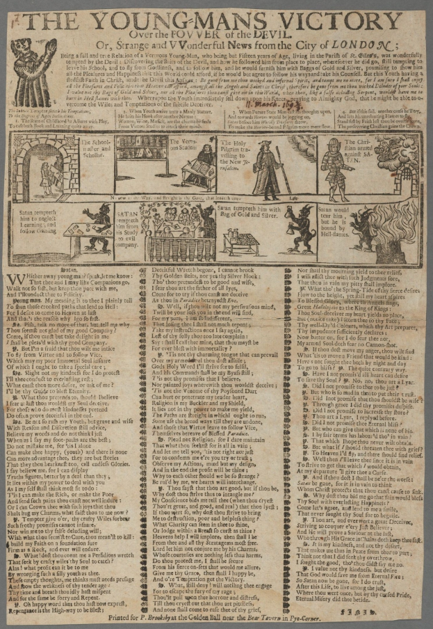 Ein siegestafter Zeitungsartikel mit fetter Schrift und detaillierten Illustrationen entschlossener junger Männer.