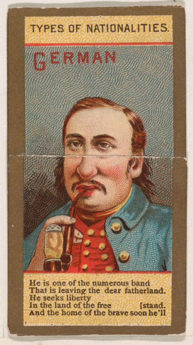 Ein Plakat eines Mannes in militärischer Uniform, der ein Glas Bier hält, mit der Aufschrift "Deutscher".