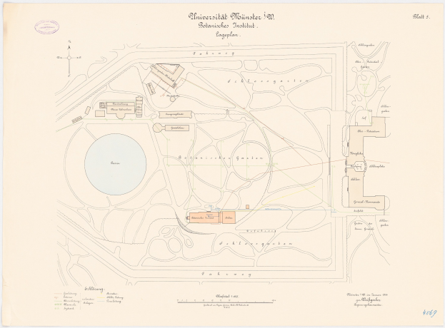 Detailierte Karte von Berlin, Deutschland, die die Universität Münster in ihrer Mitte hervorhebt, einschließlich Gebäude, Straßen und Annehmlichkeiten.