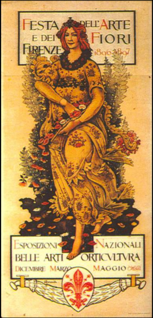 Eine Frau in einem weißen Kleid und einer blauen Stola sitzt auf einem Stuhl und schaut sanft zur Seite, vor einem hellblauen sternenklaren Hintergrund, wirbt für ein Festival in Italien.